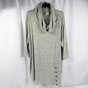 Blair Women’s 3XL Cowl Neck Long Tunic Sweater Super Soft 3/4 Sleeve Grey NWOT